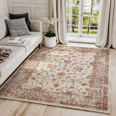 Abani Babylon Collection Beige Red 4' x 6' Oriental Area Rug