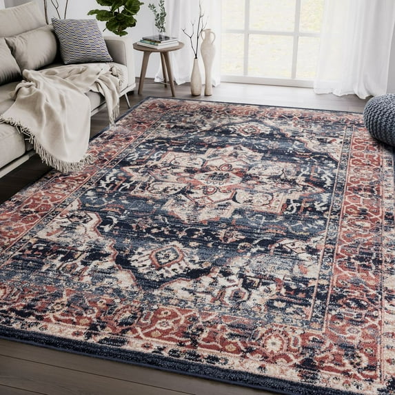 Abani Babylon Collection Navy Square 6'7" x 6'7" Vintage Area Rug