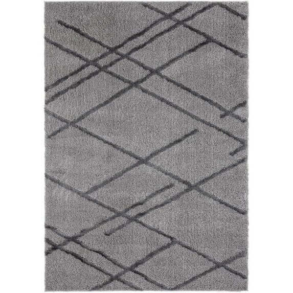 Abani Boston 5'3"W x 7'6"D BOS110A Soft Gray Shag Geometric Area Rug
