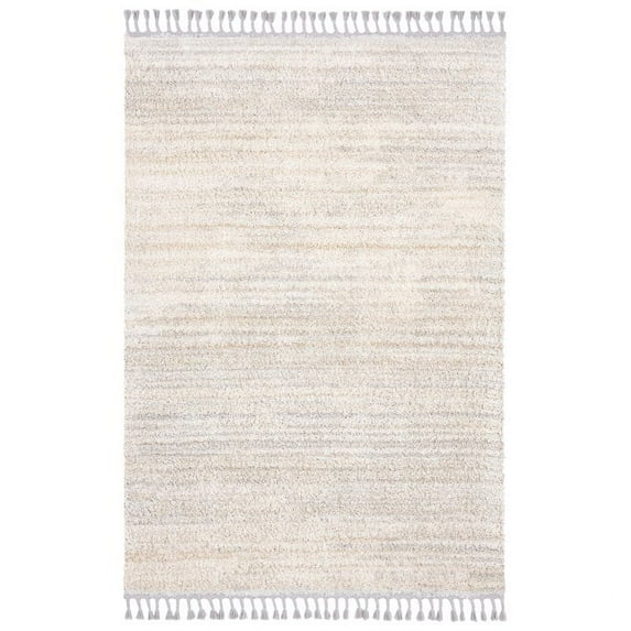 Abani Boston 5'3"W x 7'6"D BOS140A Beige Cream Shag Area Rug