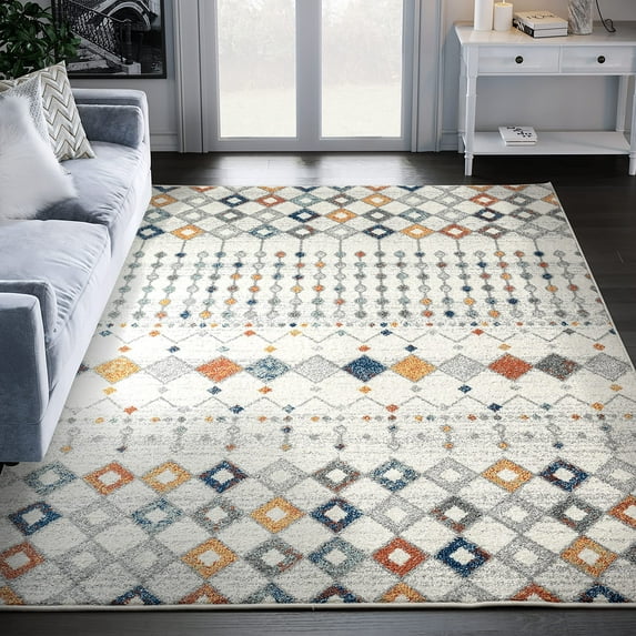 Abani Casa Collection 6' x 9' Multicolor Moroccan Linear Modern Area Rug