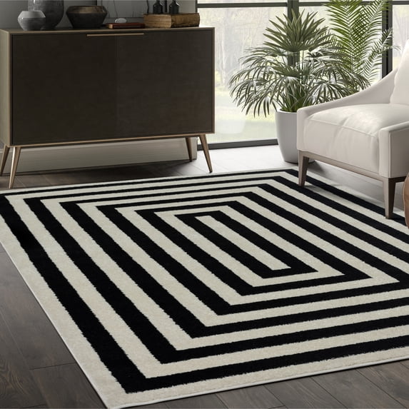 Abani Casa Collection Area Rug Mid Century Modern Bedroom Living Room Decor Floor Rug 4 x 6 Beige Cream