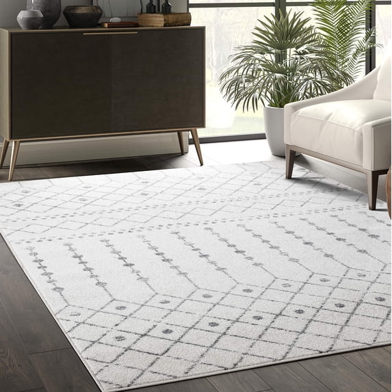 Abani Casa Collection Grey 6' x 9' Moroccan Linear Pattern Modern