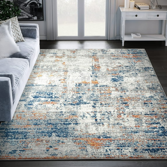 Abani Casa Collection Grey Blue 5' x 8' Distressed Modern Area Rug