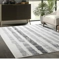 thumbnail image 1 of Abani Casa Collection Ivory Gray 5' x 8' Faded Stripes Modern Area Rug, 1 of 5