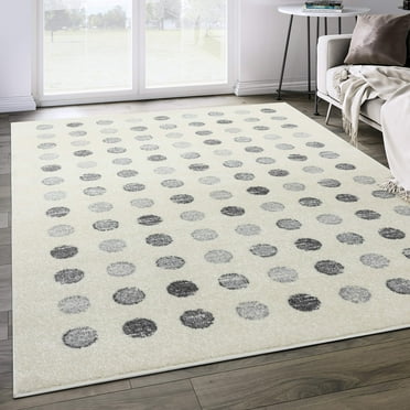 Abani Casa Collection Ivory Grey 6' x 9' Dots Modern Area Rug