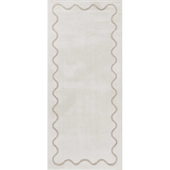 Abani Cozy Beige Solid Striped Runner Rug 3x6