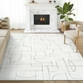 thumbnail image 1 of Abani Cozy Collection Area Rug Mid Century Modern Bedroom Living Room Decor Floor Rug 5 x 8 Cream Gray, 1 of 9