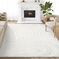 thumbnail image 1 of Abani Cozy Modern Circular Waves Area Rug 9x12 Cream Ivory Power-Loomed, 1 of 7