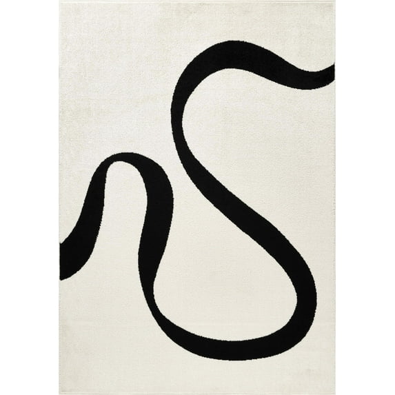 Abani Deco Collection Area Rug Mid Century Modern Bedroom Living Room Decor Floor Rug 5 x 8 Cream Black