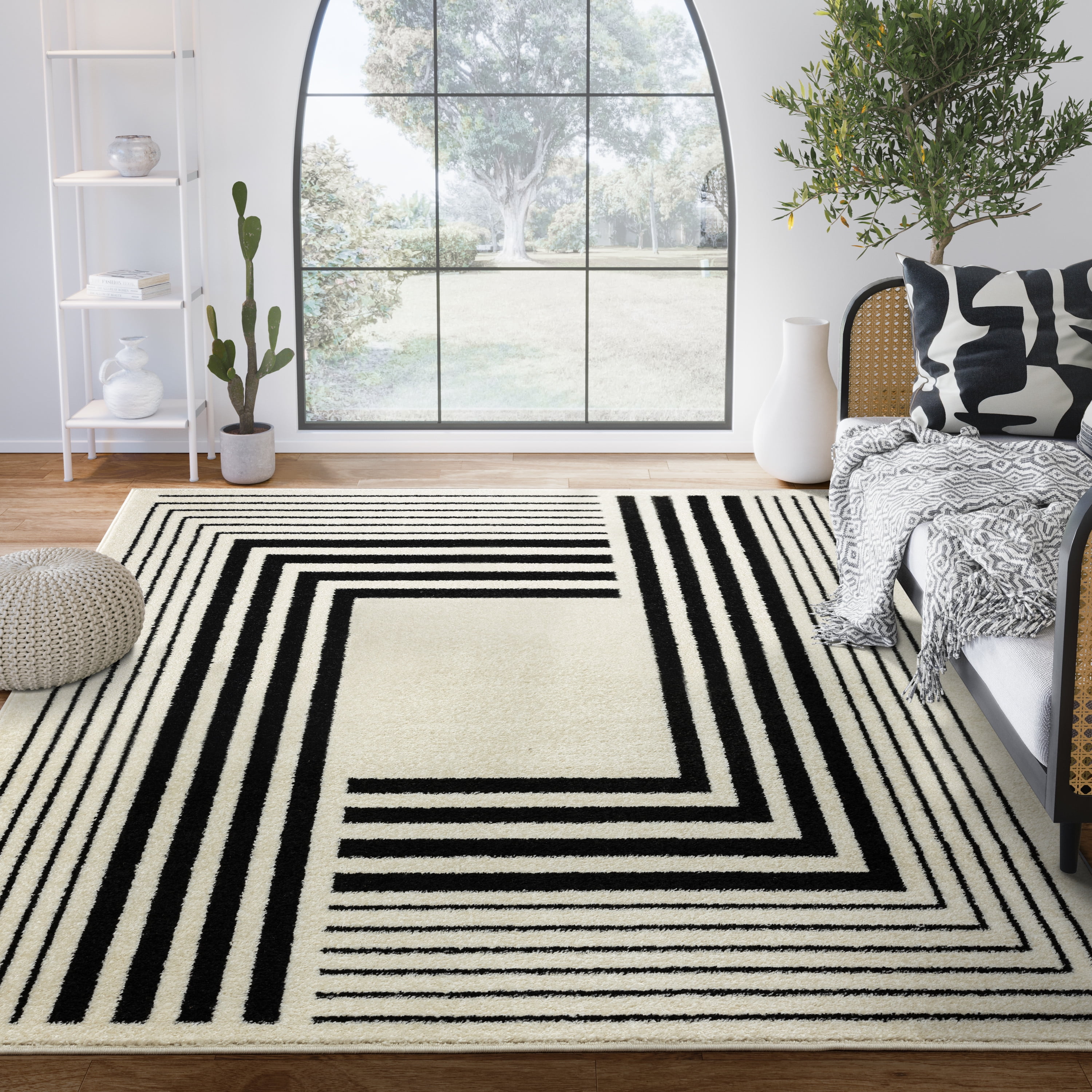 ABANI, Deco Collection Area Rug, 6' x 9', Black Cream - Walmart.com