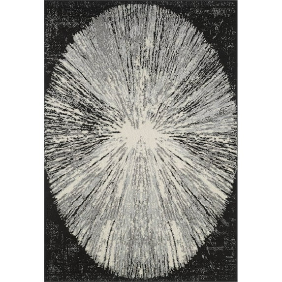 Abani Eden 5'3"W x 7'6"D EDN110A Modern Black Area Rug