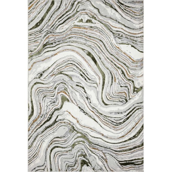 Abani Home Ivy Collection 8x10 Green Abstract Modern Area Rug