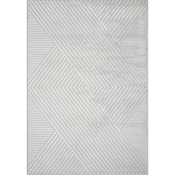 Abani Home Neutral Grey Geometric Area Rug 8x10 Power-Loomed Indoor