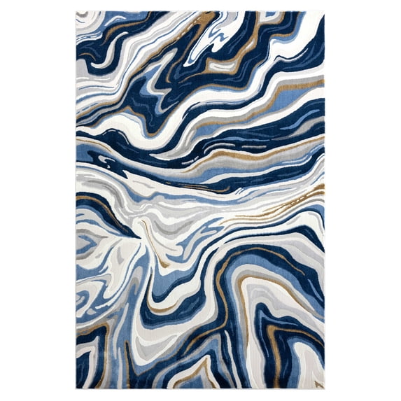 Abani Home Regal Abstract Blue 9x12 Contemporary Power-Loomed Rug