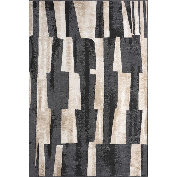Abani Home Terra Black Geometric Mid-Century Area Rug 2x3