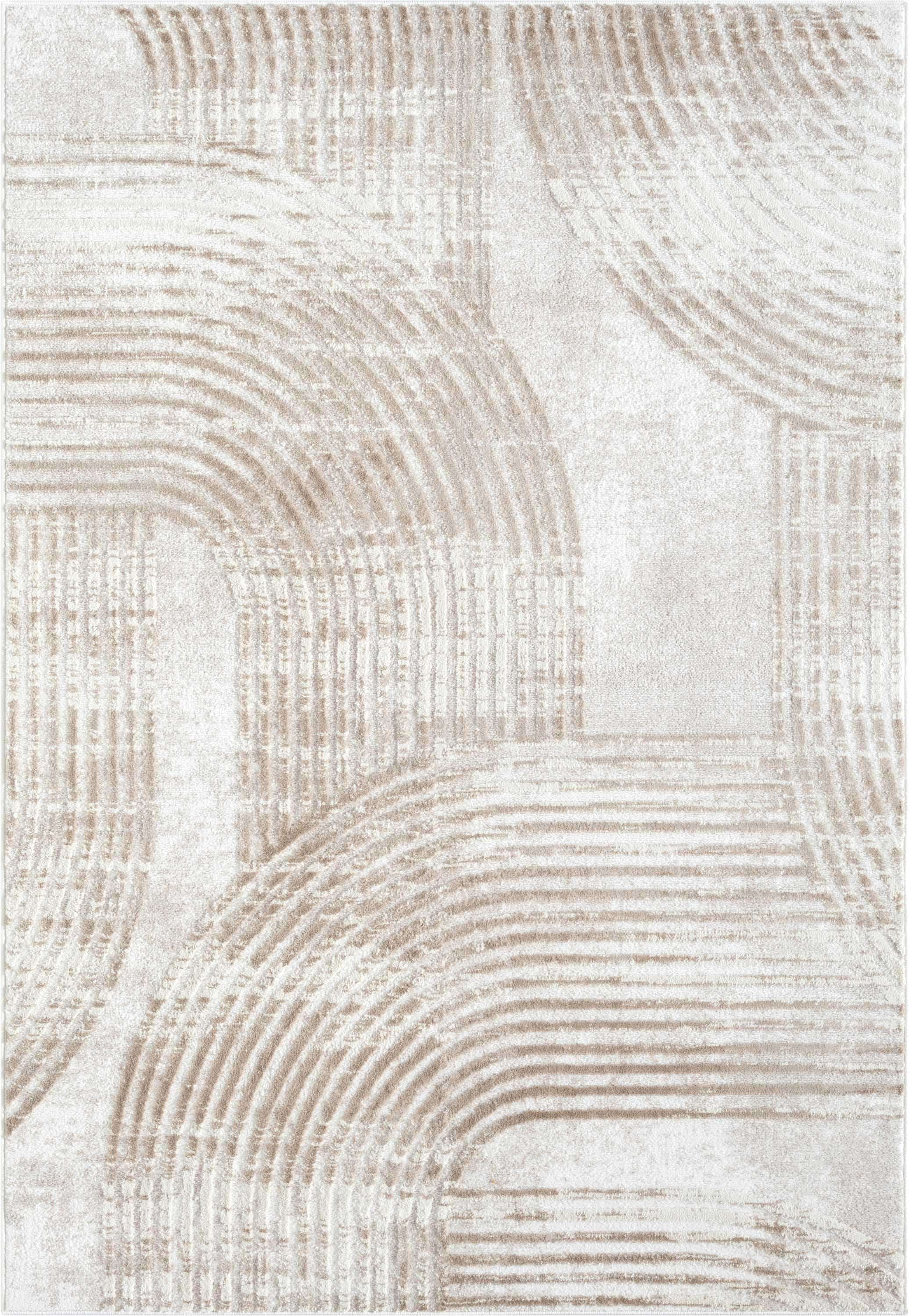 Abani Home Viva Mid-Century Arch Pattern Area Rug 9x12 Beige Cream