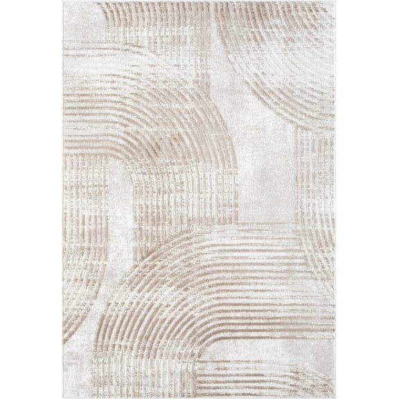 Abani Home Viva Mid-Century Arch Pattern Area Rug 9x12 Beige Cream