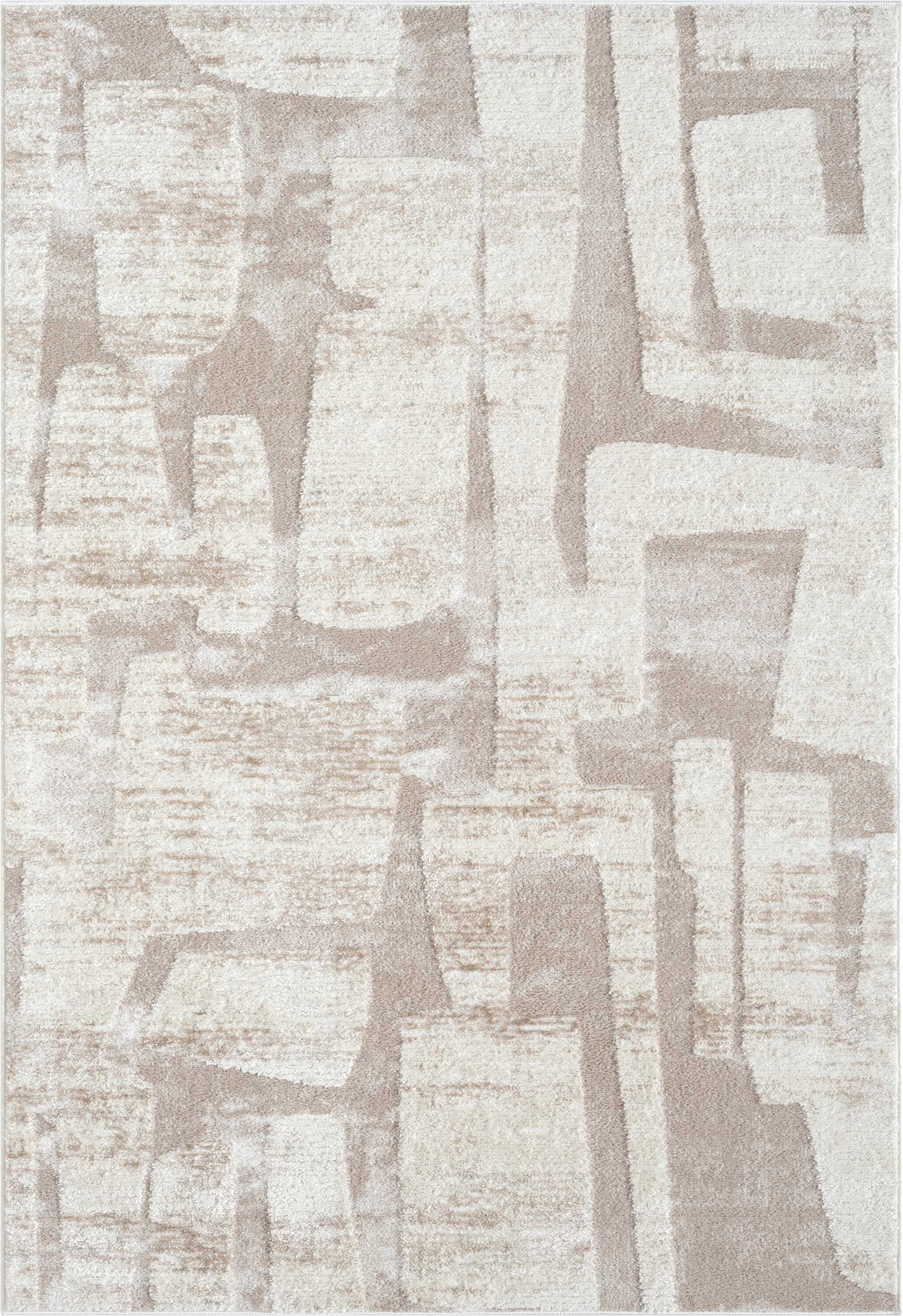 Abani Home Viva Mid-Century Block Pattern Area Rug 9x12 Beige Cream ...