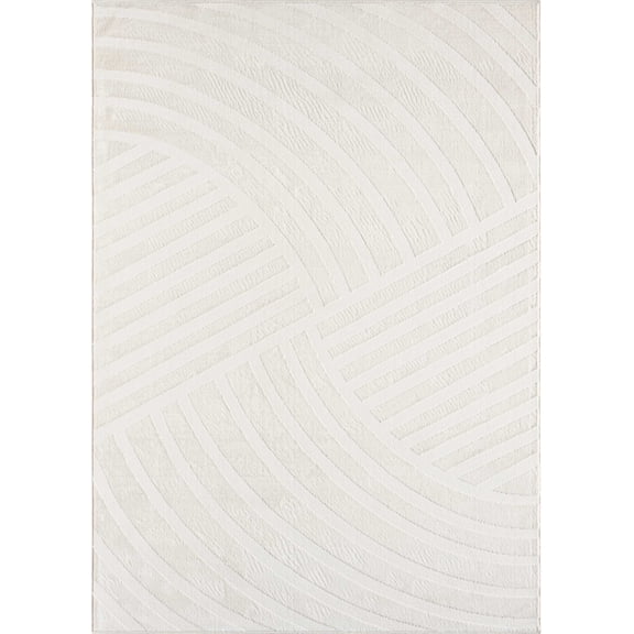 Abani Home Zen Mid-Century Cream Area Rug 8x10 Lined Pattern