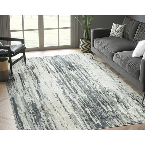 Abani Laguna Collection Area Rug Mid Century Modern Bedroom Living Room Decor Floor Rug 8 x 10 Grey