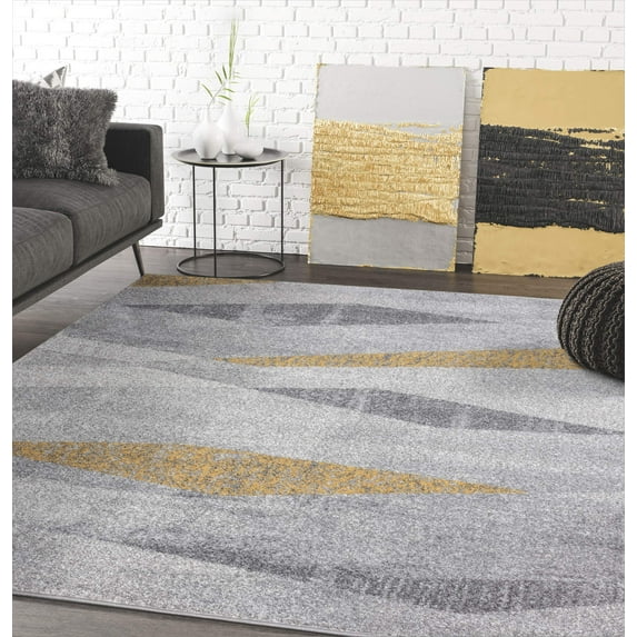 Abani Laguna Collection Multi Triangle Faded 3' x 5' Yellow Grey Abstract Area Rug