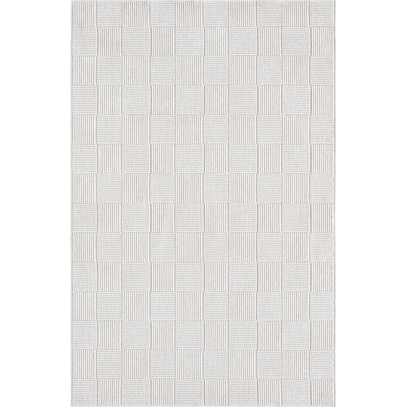 Abani Luca Cream Checkerboard Area Rug 4x6 Power-Loomed Polyester