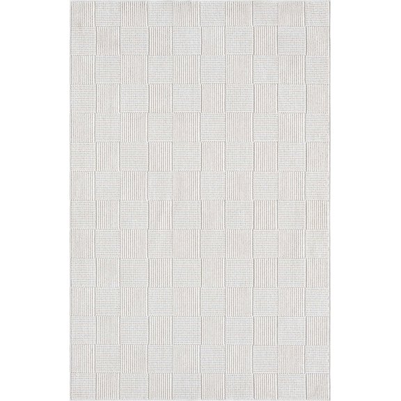 Abani Luca Cream Checkerboard Area Rug 8x10 Power-Loomed Polyester