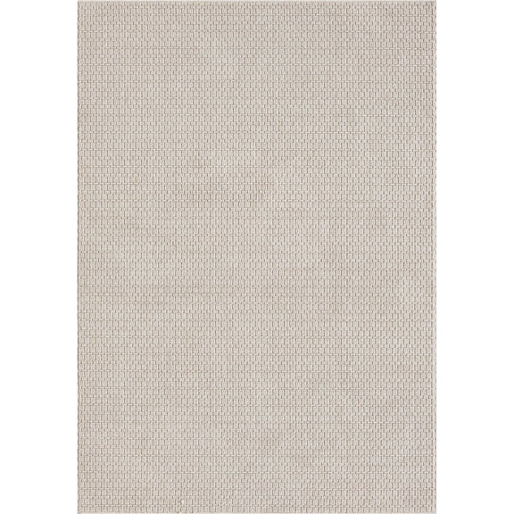 Abani Luca Cream Textured Grid Area Rug 6x9 Power-Loomed Polyester
