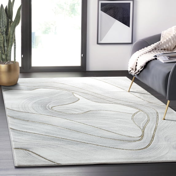Abani Luna Collection Area Rug Mid Century Modern Bedroom Living Room Decor Floor Rug 2 x 12 Grey