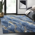 thumbnail image 1 of Abani Luna Collection Area Rug Mid Century Modern Bedroom Living Room Decor Floor Rug 8 x 10 Blue Brown, 1 of 8
