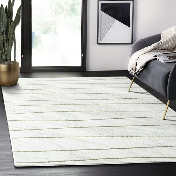 Abani Luna Collection Lines 8' x 10' Grey Gold Modern Area Rug