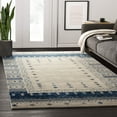 thumbnail image 1 of Abani Mesa Collection Cream Rug Border Blue Southwest 5' x 8' Area Rug, 1 of 5