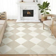 Abani Neutral Collection Area Rug Mid Century Modern Bedroom Living Room Decor Floor Rug 2 x 3 Cream Beige