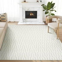 Abani Neutral Collection Area Rug Mid Century Modern Bedroom Living Room Decor Floor Rug 5 x 8 Cream