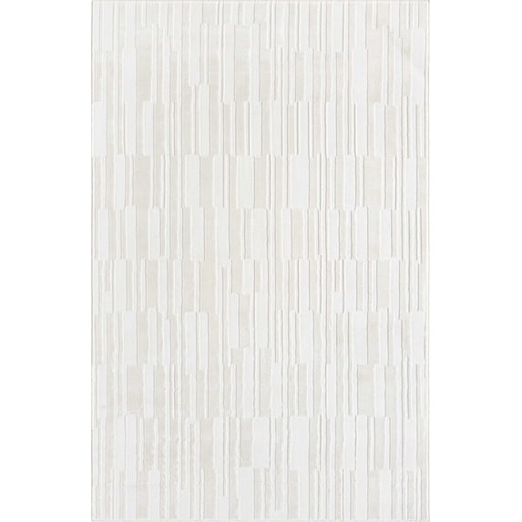 Abani Neutral Cream Geometric Linear Pattern Area Rug 8x10
