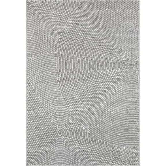 Abani Neutral Grey Mid-Century Area Rug 2x3 Sand Reiki Circle Pattern
