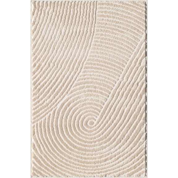 Abani Neutral Mid-Century Geometric Area Rug 2x3 Beige Sand Reiki