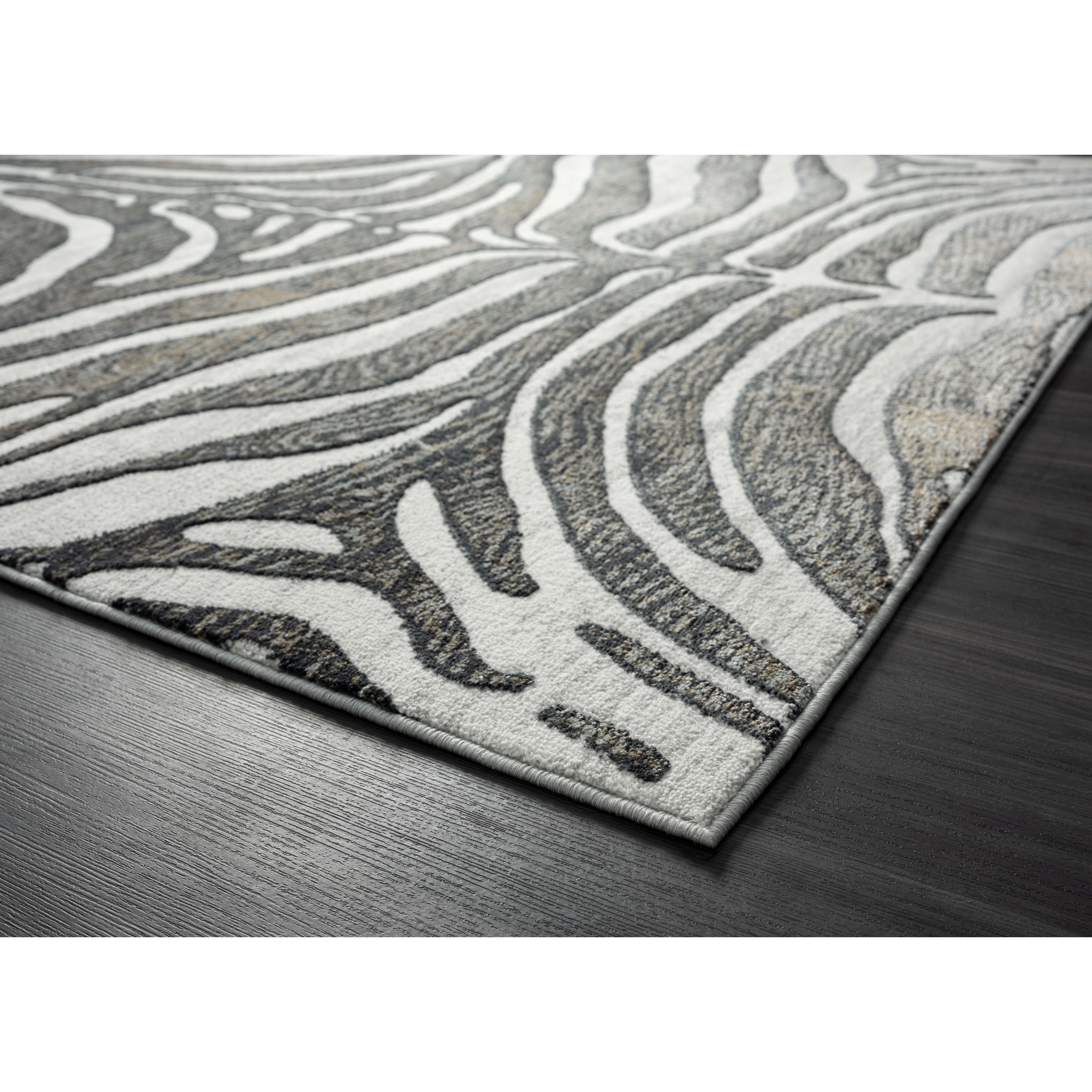 Gray Floral 6' x 9' Stain-Resistant Synthetic Area Rug
