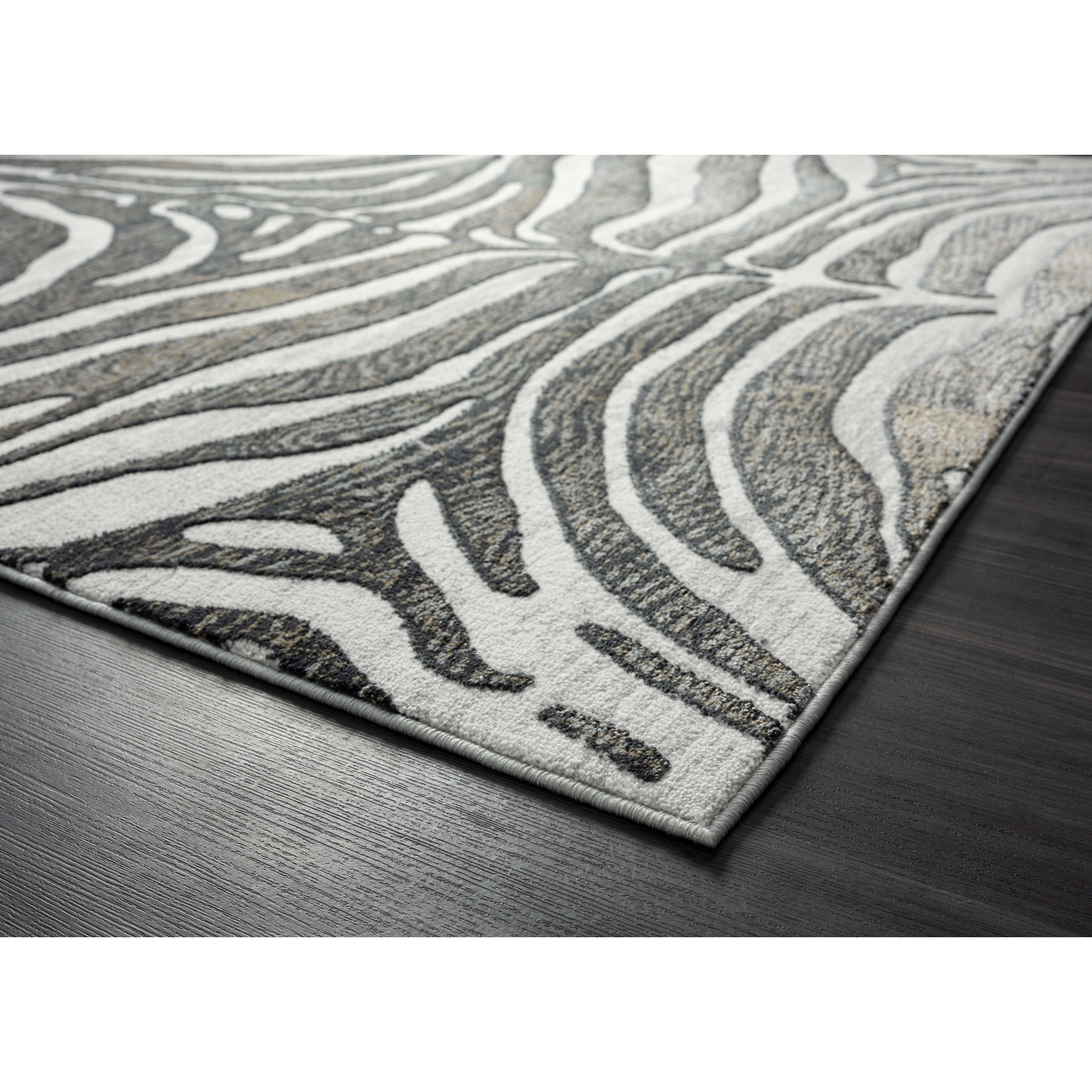 Gray Floral 6' x 9' Stain-Resistant Synthetic Area Rug