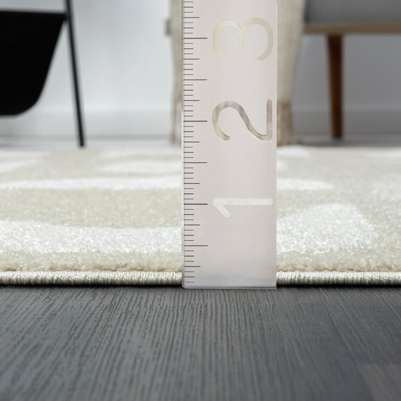 Abani Nuevo Collection Area Rug Mid Century Modern Bedroom Living Room Decor Floor Rug 4 x 6 Beige Cream