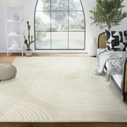 Abani Nuevo Collection Area Rug Mid Century Modern Bedroom Living Room Decor Floor Rug 5 x 8 Beige Cream