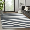 thumbnail image 1 of Abani Nuevo Collection Mid Century Modern Cream Charcoal Diagonal Lines 5'3" x 7'6" Area Rug, 1 of 5