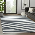 thumbnail image 1 of Abani Nuevo Collection Mid Century Modern Cream Charcoal Diagonal Lines 6' x 9' Area Rug, 1 of 6