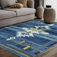 thumbnail image 1 of Abani Porto 3'W x 5'D PRT110B Southwestern Tribal Print Blue and Yellow Area Rug, 1 of 6