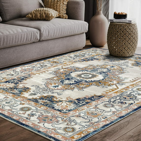 Abani Porto Collection 3' x 5' Cream Traditional Vintage Area Rug