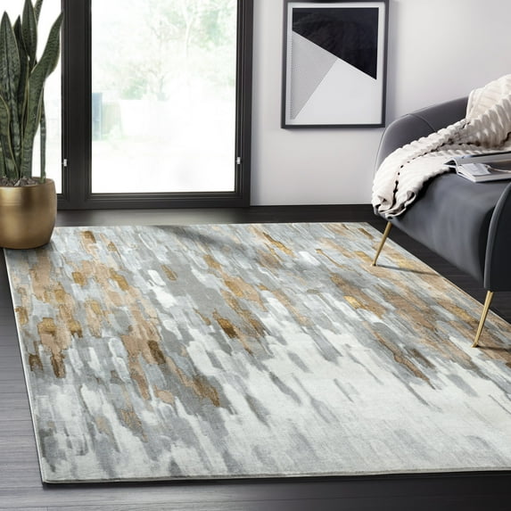 Abani Porto Collection Area Rug Mid Century Modern Bedroom Living Room Decor Floor Rug 5 x 8 Grey Brown