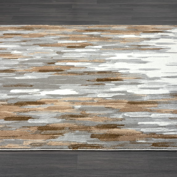 Abani Porto Contemporary Abstract Area Rug Brown 4' x 6' 4' x 6'
