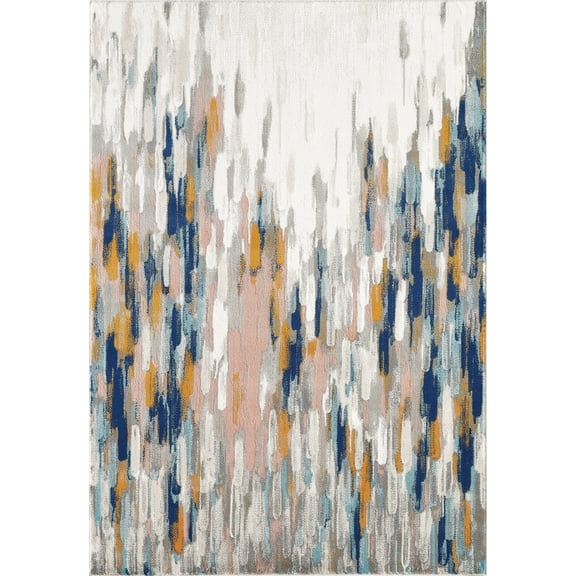 Abani Porto Contemporary Abstract Area Rug Orange 3' x 5' N/A 3' x 5'