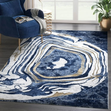 Abani Regal Collection Elegant Modern 4' x 6' Agate Stone Blue Grey Area Rug